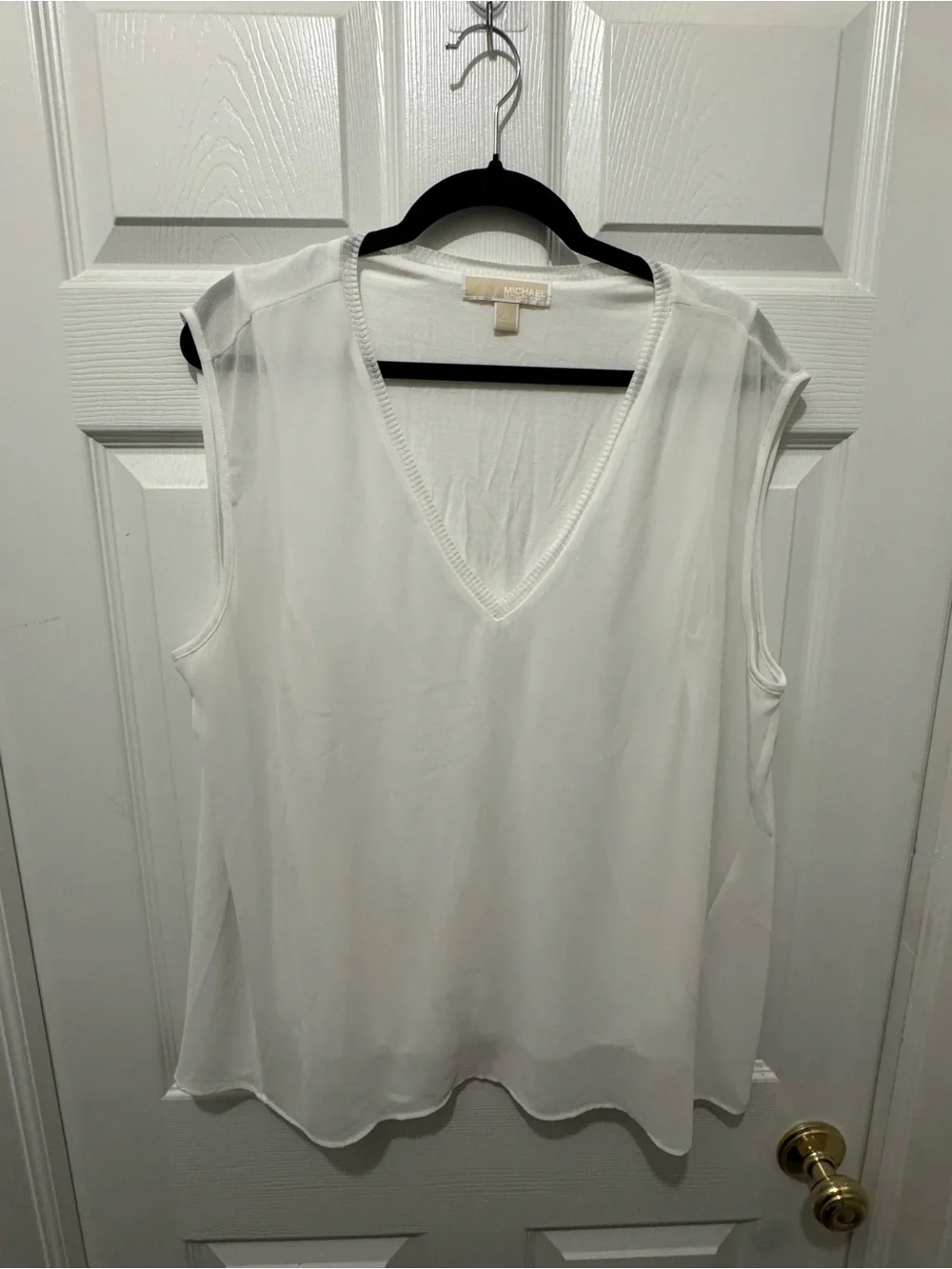 Michael Kors White V-Neck Sleeveless Chiffon Camisole sz xl